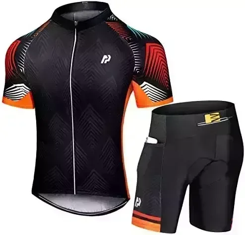 PTSOC Men's Cycling Jersey Set Quick-Dry Bike Jersey Bicycle Short Sleeve Shirt Outfits Cycling Clothing Set 3D Padded Shorts