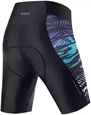 BALEAF Women’s Biking Bicycle Shorts 4D Padded with Pockets Bicycle Spin Road Biking Tights Significant Waistline UPF 50+