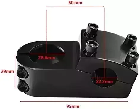SENQI Bicycle Small Stem Aluminum Alloy Downhill Handlebar Stem for MTB BMX DH FR Bicycle 22.2×28.6x50mm, Black