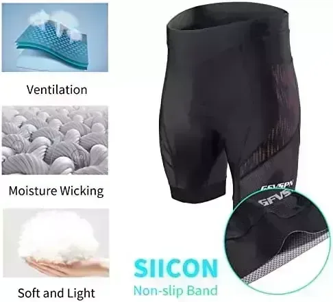 GFVSPN Men’s Padded Bike Shorts Anti-Slip Cycling Bicycle Biker MTB Shorts Driving Tights for Men with Pockets
