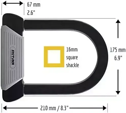 SIGTUNA Bike Locks – 16mm Heavy Duty U Lock with U-Lock Shackle and Bicycle Lock Mount Holder + 1200mm Steel Chain Cable Bike Lock