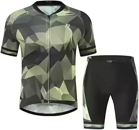 PTSOC Men’s Cycling Jersey Established Highway Bicycle Brief Sleeve Shirts Suit Padded Shorts Kit MTB Cycling Garments Outfit Set Speedy-Dry