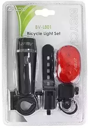 BV Bicycle Light-weight Set Super Vivid 5 LED Headlight, 3 LED Taillight, Speedy-Release…
