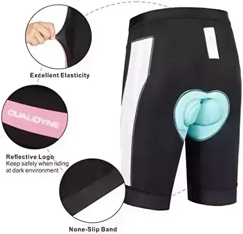 qualidyne Womens Bicycle Cycling Shorts with 4D Gel Padded, Fast-Dry Bicycle Biking Driving Trousers