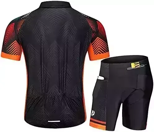 PTSOC Men’s Cycling Jersey Set Quick-Dry Bike Jersey Bicycle Short Sleeve Shirt Outfits Cycling Clothing Set 3D Padded Shorts