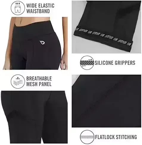 BALEAF Women’s Bike Shorts 3D Padded Pocket Biker Cycling Bicycle Spinning Mountain Biking Shorts Gel UPF 50+