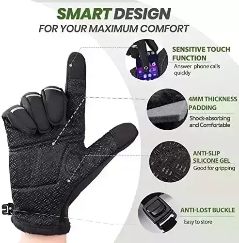 HIKENTURE Winter season Cycling Gloves for Guys and Gals – Thermal Entire Finger Bike Gloves – Touch Screen Windproof Warm Non-Slip Highway Mountain Bicycle Gloves for Running,Driving,Mountaineering,and Snowboarding