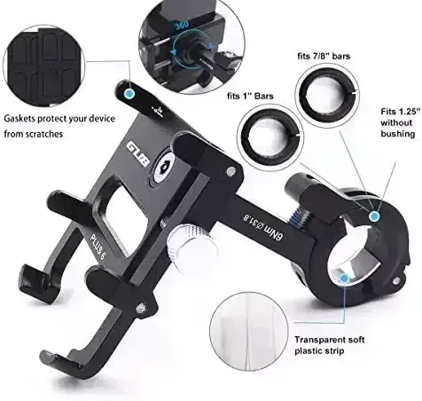 GUB Bicycle & Motorcycle Phone Mount, Aluminum Bike Cellphone Holder Mount with 360° Rotation for Iphone 11 12 13 Professional Max Mini X XR Xs Plus, Samsung S21 S20 S10 Notice20/10 4-7 Inch – Upgraded