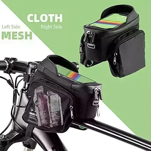 ROCKBROS Bike Frame Bag Bicycle Phone Mount Bag Bicycle Phone Holder with Aspect Baggage Bike Top Tube Bag for Biking Mountain Highway Bicycle Pouch Equipment Storage Bag