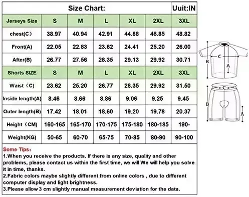 Men’s Cycling Jersey Set Limited Sleeve Road Bicycle Outfits Shirts Shorts with 3D Padded Breathable/Dampness Wicking