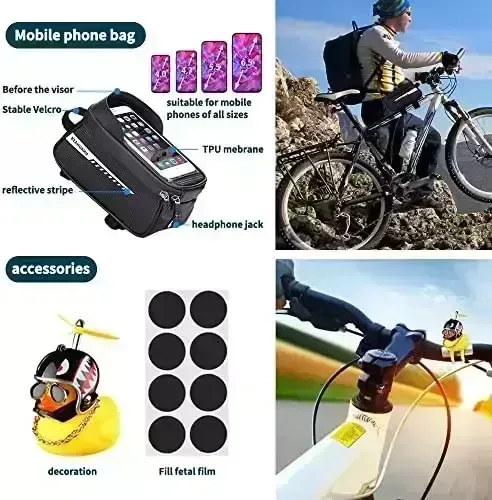 9 Pack Bike Add-ons, Bicycle Lights Front and Back,Bike Cup Holder,Bicycle Bag Watertight,Bike Mixture Lock,Sweet Duck Handlebar,Bike Bell,Bike Mirror