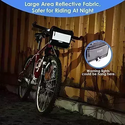 WOTOW Bicycle Front Handlebar Bag, Substantial Reflective Bicycle Handlebar Basket Bags Drinking water-Resistant Storage Pannier for Bicycle Touchable Transparent Cellular phone Holder Pouch for Adult males Gals Highway MTB Outdoor Biking