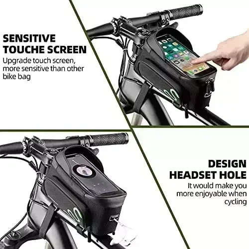ROCKBROS Bike Frame Bag Bicycle Phone Mount Bag Bicycle Phone Holder with Aspect Baggage Bike Top Tube Bag for Biking Mountain Highway Bicycle Pouch Equipment Storage Bag