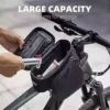 51thgsW5L1S._AC_.jpg ROCKBROS Bike Frame Bag Bicycle Phone Mount Bag Bicycle Phone Holder with Aspect Baggage Bike Top Tube Bag for Biking Mountain Highway Bicycle Pouch Equipment Storage Bag