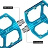 MTB Bicycle Pedals BMX Mountain Bike Metal Pedals Foot System Biking Non-Slip 9/16″ Sealed Bearing Lightweight Ultralight Aluminum Alloy Electroplating Bicycle Add-ons