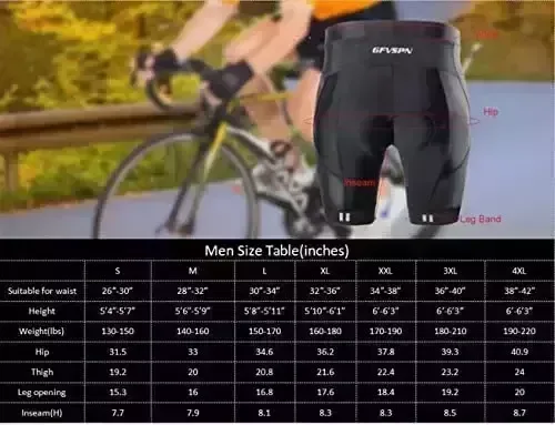GFVSPN Men’s Padded Bike Shorts Anti-Slip Cycling Bicycle Biker MTB Shorts Driving Tights for Men with Pockets