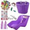 HESTYA Doll Bike Seat with 30 Pieces Stickers Decals, Bike Basket for Kids, Bike Handlebar Streamers Colorful Ribbons Tassel for Girls Boys, Flower Bike Bell for Kids Bike Accessories