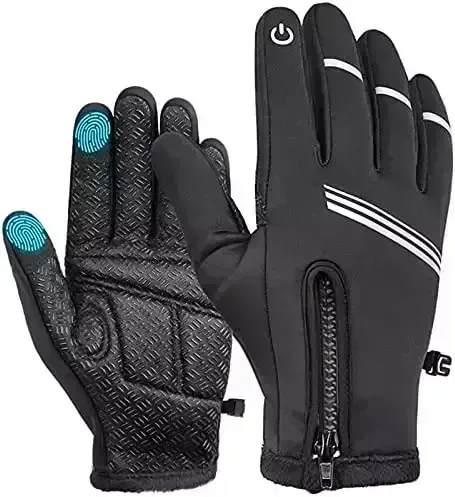 HIKENTURE Winter Cycling Gloves for Men and Women - Thermal Full Finger Bike Gloves - Touch Screen Windproof Warm Non-Slip Road Mountain Bicycle Gloves for Running,Driving,Hiking,and Skiing