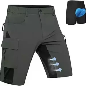 Hiauspor Mens MTB Mountain Bike Shorts 3D Padding Baggy Cycling Biking Bicycle Biker Shorts Loose-fit with 5 Pockets