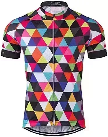 Men's Cycling Jersey Short Sleeve Bike Clothing Multicolored Diamond