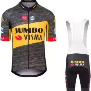 SGCIKER Team Jumbo Visma Cycling Jersey Set,Mens Short Sleeve Cycle Shirt MTB Bike Clothing Bib Short Kits 9D Gel Pad