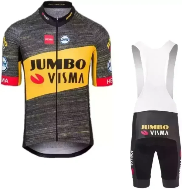 SGCIKER Team Jumbo Visma Cycling Jersey Set,Mens Short Sleeve Cycle Shirt MTB Bike Clothing Bib Short Kits 9D Gel Pad