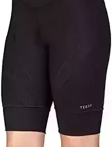 Terry Women's Euro Bike Short - 10 Inch Inseam Padded Ladies Compression Cycling Bottom, Elastic Free Leg/Waist