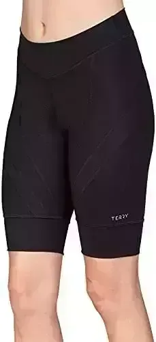 Terry Women's Euro Bike Short - 10 Inch Inseam Padded Ladies Compression Cycling Bottom, Elastic Free Leg/Waist