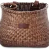 WARNERS WHEELS Bike Basket for Women's Cruiser with Coffee Cup WARNERS WHEELS Bike Basket for Women's Cruiser with Coffee Cup Holder, Handmade Woven Bicycle Baskets mounts to Front Handlebars of Beach Cruisers or Scooters with Vegan Leather Straps