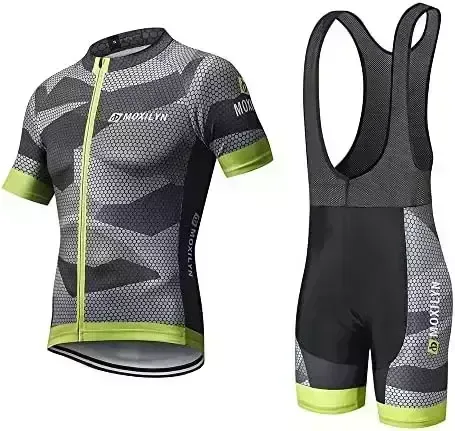 MOXILYN Men Cycling Jersey Set Bike Shorts and Jersey Suit 9D Padded Cycling Bibs MTB Shirts Short Sleeve Bicycle Clothes