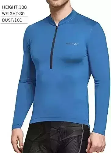 BALEAF Men’s Biking Jersey Top 50 percent Zip Bicycle Shirt 4 Rear Pockets Mountain Bicycle Fast Dry Reflective