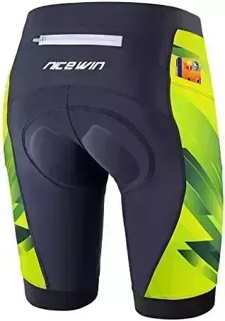 Women Padded Bike Cycling Shorts with Pockets Breathable Anti-Slip Leg Biking Spin Half-Pants High-Waist Bicycle Clothes