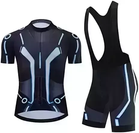 Lo.gas Mens Cycling Jersey Set, Bicycle Short Sleeve Set Bike Shirts for Men Unit Lightweight Breathable Summer UPF50+