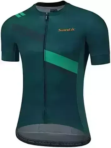 Santic Men's Cycling Jersey Shorts Sleeve Pro Road Bike Bicycle Shirt Full Zip MTB Clothing Trek Tops