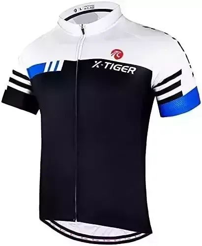 X-TIGER Cycling Bike Jersey Short Sleeve for Men,Bicycle MTB Tops Shirts with 4 Rear Pockets,Breathable and Lightweight