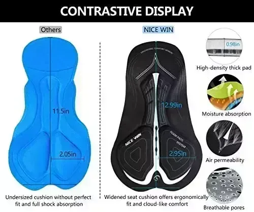 Mens 4D Padded Bicycle Shorts Anti-slip Leg Cycling Underwear MTB Liner Wide WaistBand Biking Bicycle Motorcycle Underpants