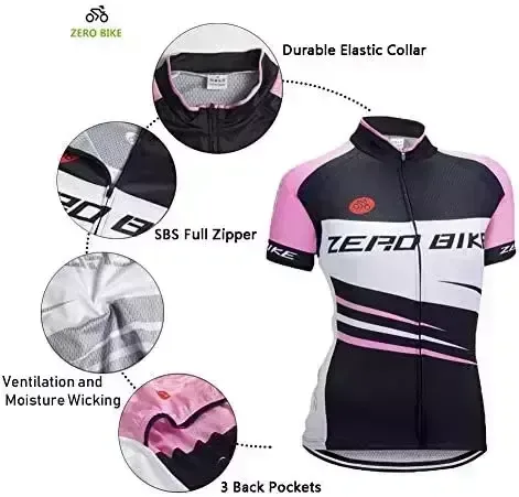 ZEROBIKE® Women’s Shorter Sleeve Cycling Jersey Jacket Biking Shirt Quick Dry Breathable Mountain Apparel Bike Major