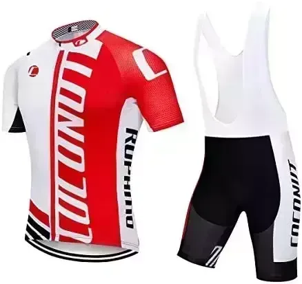 Coconut Ropamo Men's Cycling Jersey Set Biking Road Bike Jersey Bib Shorts with 4D Padded Cycling Clothing Set for Men