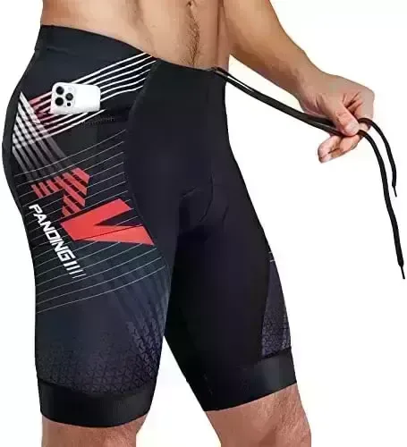 Men's Cycling Shorts Anti-Slip Leg 4D Padded Bike Shorts with 3-Pockets Breathable Biking Bicycle Motorcycle Half-Pants