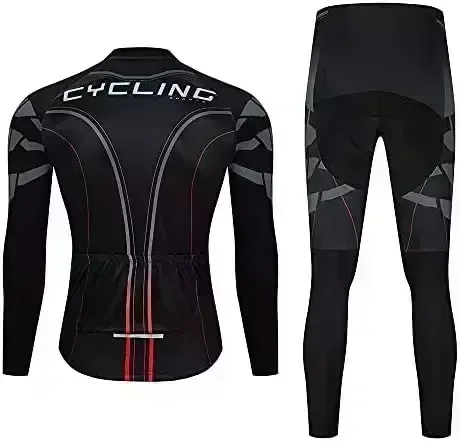 Men’s Biking Jersey Set Extended Sleeve Biking Apparel Road Bicycle Shirts Bicycle Jersey with 20D Gel Padded Lengthy Pants