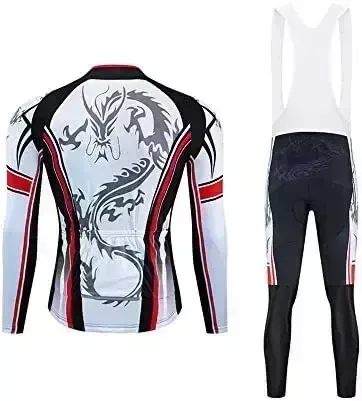 Adult males Biking Jersey Set Prolonged Sleeve Professional Cycling Apparel Driving Swift Dry Jacket + Cycling Bib with 9D Pad – Bike Garments Kit