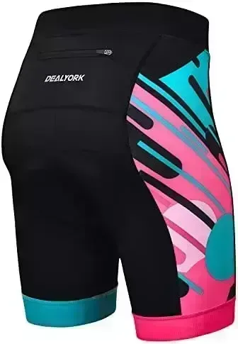 DEALYORK Women's Cycling Bike Shorts 3D Padded with Pocket, Mountain Biking Bicycle Riding Pant High Waist Ergonomic