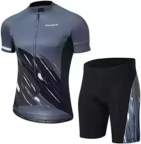 Santic Men's Cycling Jersey Set Bib Shorts 4D Padded Short Sleeve Outfits Set Quick-Dry