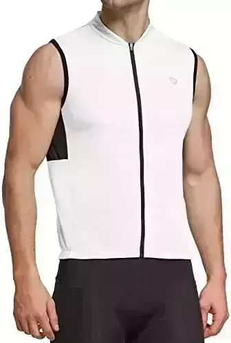 BALEAF Men’s Sleeveless Cycling Jersey Highway Bike Shirt Bicycle Biking Tank Tops Total Zip Pockets SPF UPF50+