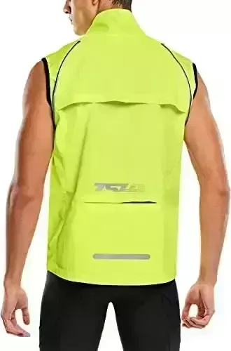 TSLA Men’s Biking Jacket with Detachable Sleeves, Reflective Vest Windbreaker, Light-weight Waterproof Operating Jackets