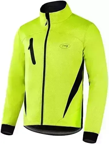 Dooy Winter Cycling Bike Jacket for Men, Fleece Thermal Running Coat Windproof Breathable Mountain Biking Softshell Jacket