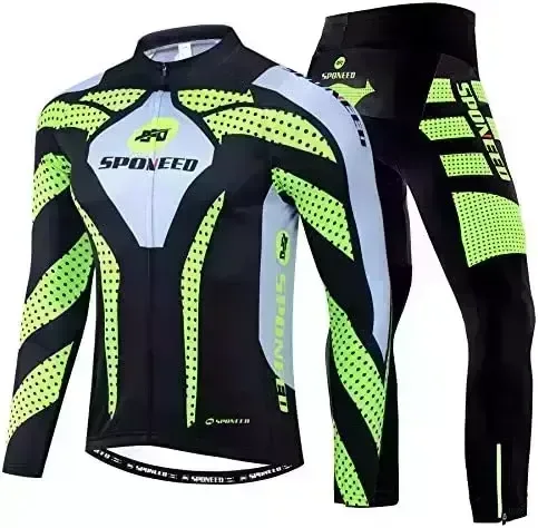sponeed Men's Cycling Jersey Full Sleeve Riding Wear Long Sleeve T Shirts Pants
