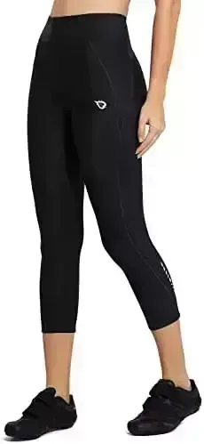 BALEAF Women’s Padded Bicycle Trousers Biking Capris Biking Tights Bicycle Shorts Significant Waistline Legging Breathable 3/4 Spin UPF 50+