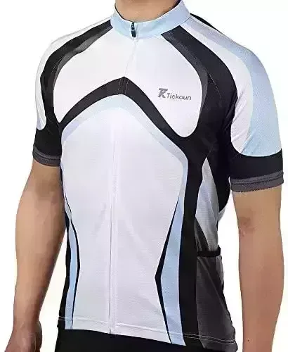 Tiekoun Men’s Cycling Jerseys Tops Biking Shirts Brief Sleeve Bike Clothing Comprehensive Zipper Bicycle Jacket