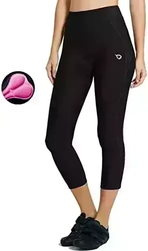 BALEAF Women's Padded Bike Pants Cycling Capris Biking Tights Bicycle Shorts High Waist Legging Breathable 3/4 Spin UPF 50+